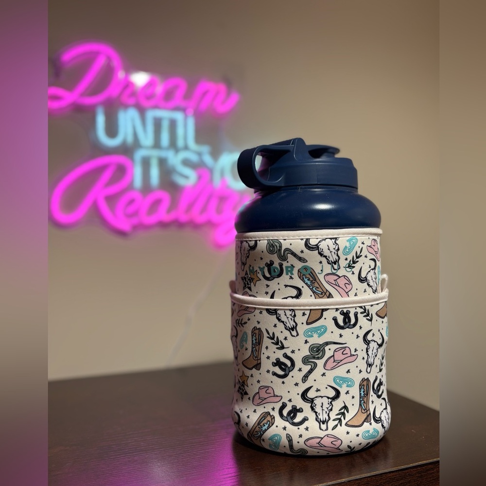 HydroJug Navy Blue Lid with Western Pattern Sleeve
